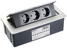 Розетка встраиваемая полуавтоматическая GTV 3-м. 240х120х73мм серый картинка